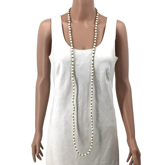 Vintage Long Length Necklace Cream Gold Tone 60 Inch Length - Picture 3 of 4